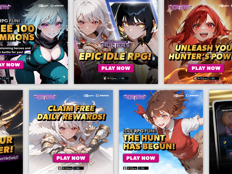 LOKH Google Ads creatives — campaign banners with character art and CTAs